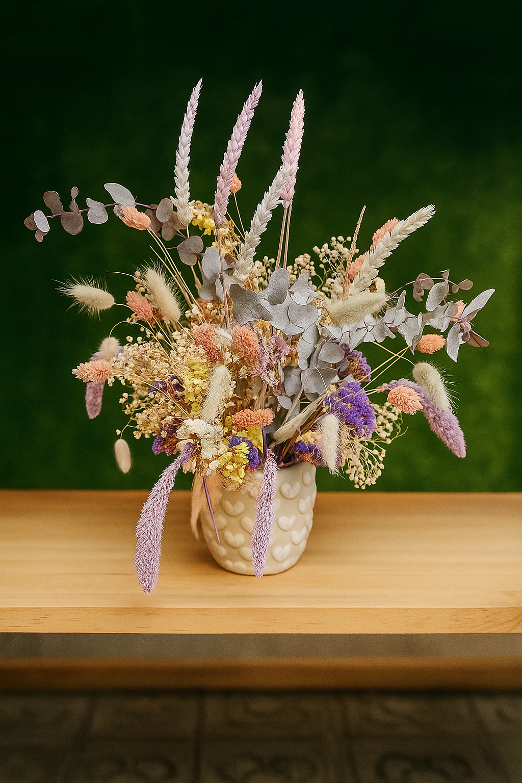 Arreglo floral en jarrón de cerámica